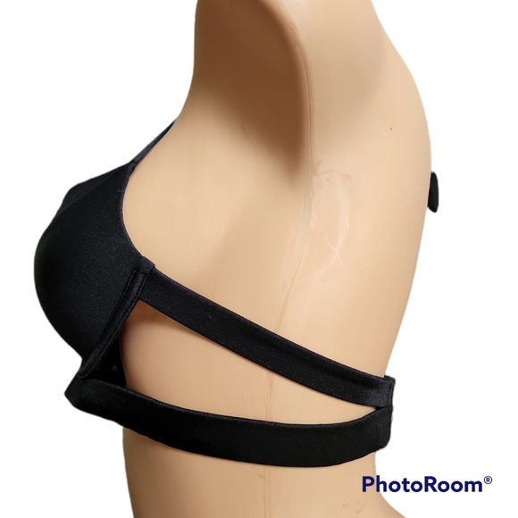 🏖Victoria's Secret Cut Out Swim 🏊‍♀️ Top Size 34A in Black with Gold Hardware - Picture 4 of 10